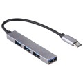 T-818 4 x USB 3.0 to USB-C / Type-C HUB Adapter (Silver Grey)