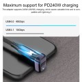 240W USB-C/Type-C Female to USB-C/Type-C Male 40Gbps Side Bend Adapter with Light