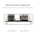 USB3.0 4 in 1 Multifunctional Desktop Square Transparent HUB