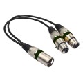 2055MFF-03 2 In1 XLR Male to Double Female Microphone Audio Cable, Length: 0.3m(Black)