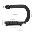 PULUZ U/C Shape Portable Handheld DV Bracket Stabilizer + LED Fill Light Kit with Cold Shoe Tripod H
