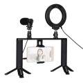 PULUZ 4 in 1 Vlogging Live Broadcast 4.7 inch 12cm Ring LED Selfie Light Smartphone Video Rig Handle