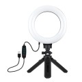 PULUZ 6.2 inch 16cm USB 3 Modes Dimmable LED Ring Vlogging Photography Video Lights + Pocket Tripod