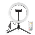 PULUZ 10.2 inch 26cm Marquee LED RGBWW Selfie Beauty Light + Desktop Tripod Mount 168 LED Dual-color