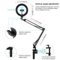 PULUZ 7.9 inch 20cm Ring Curved Light + Desktop Arm Stand USB 3 Modes Dimmable Dual Color Temperatur