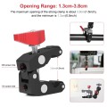 PULUZ Multi-function Magic Arm Ball Mount Clamp Crab Pliers Clip(Red)