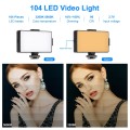 PULUZ 104 LED 3200K / 5600K Dimmable Video Light on-Camera Photography Lighting Fill Light for Canon