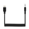 PULUZ 3.5mm TRRS Male to 8 Pin Male Live Microphone Audio Adapter Spring Coiled Cable for iPhone, Ca