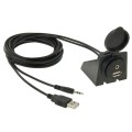 USB 2.0 & 3.5mm Male to Female Extension Cable with Car Flush Mount, Length: 2m