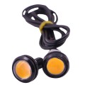 2 PCS 2x 3W 120LM Waterproof Eagle Eye Light Yellow LED Light for Vehicles, Cable Length: 60cm(Black