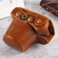 Oil Skin PU Leather Camera Full Body Case Bag with Strap for Olympus EM10 III(Brown)