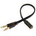 3.5mm female to 3.5mm Male Microphone Jack + 3.5mm Male Earphone Jack Adapter Cable(Black)