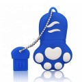 4GB Bear Paw Shaped Silicone USB 2.0 Flash Disk with Anti Dust Cup(Blue)