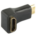 Gold Plated Mini HDMI Male to HDMI 19 Pin Female Adaptor with 90 Degree Angle(Black)