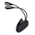 2 Arm LED Book Light, Dual Arms Clip On LED Light For Reading Camping Hiking(Black)