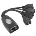 USB 2.0 CAT5 / CAT5E / CAT6 RJ45 to 4 USB Ethernet Extender LAN Extension Cable Repeater Adapter