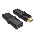 HDMI 19 Pin Male to HDMI 19Pin Female SWIVEL (180 Degree) Adaptor (Gold Plated)(Black)