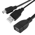 Mini USB Male + USB 2.0 AM to AF Cable with OTG Function, Length: 30cm / 35cm