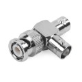BNC Male + 2 x BNC Female Connector Coaxial Adapter