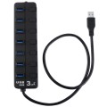 7 Ports USB 3.0 Hub with Individual Switches for each Data Transfer Ports(Black)
