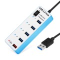 4 Ports USB 3.0 + 1 Port Fast Charging Hub with ON/OFF Switch (BYL-3011)(White)