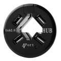 4 Ports USB HUB 2.0 USB Splitter Adapter with Anti Dust Cup(Black)