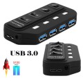 4 Ports USB 3.0 Hub with Individual Switches for each Data Transfer Ports(Black)