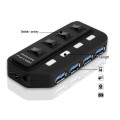 4 Ports USB 3.0 Hub with Individual Switches for each Data Transfer Ports(Black)