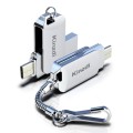 Kinzdi 64GB USB + Type-C Interface Metal Twister Flash Disk V10 (Silver)