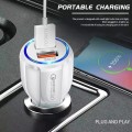 Qc3.0 Dual USB 6A Vehicle Fast Charger / Mobile Phone Tablet Fast Charging(White)