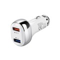 YSY-312 2 in 1 18W Portable QC3.0 Dual USB Car Charger + 1m 3A USB to Micro USB Data Cable Set(White