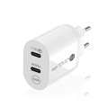 40W Dual Port PD / Type-C Fast Charger with Type-C to Type-C Data Cable, EU Plug(White)
