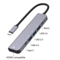 6-in-1 Type-C to HDMI + PD + Type-C + USB3.0 + USB2.0 x 2 Docking Station HUB Adapter