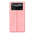 For Xiaomi Poco X4 Pro 5G Retro-skin Magnetic Suction Leather Phone Case(Pink)