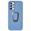 For Samsung Galaxy A23 4G Ring Holder Honeycomb PU Phone Case(Light Blue)