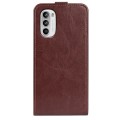 For Motorola Moto G52 4G R64 Texture Vertical Flip Leather Phone Case(Brown)