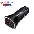 TE-P22 38W PD USB-C / Type-C + QC3. 0 USB Car Charger with 1m USB to USB-C / Type-C Data Cable(Black