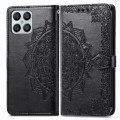 For Honor X8 Mandala Flower Embossed Horizontal Flip Leather Phone Case(Black)