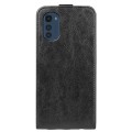 For Motorola Moto E32 4G R64 Texture Single Vertical Flip Leather Phone Case(Black)