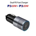 PD 40W Dual PD3.0 Type-C Car Charger(Grey)