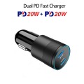 PD 40W Dual PD3.0 Type-C Car Charger(Black)
