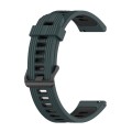 For Samsung Galaxy Watch 4 44mm 20mm Vertical Pattern Two-Color Silicone Watch Band(Olive Green + Bl