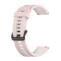 For Garmin Vivoactive 3 Music 20mm Vertical Pattern Two-Color Silicone Watch Band(Pink+White)