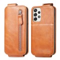 For Samsung Galaxy A73 5G Zipper Wallet Vertical Flip Leather Phone Case(Brown)