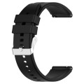 For Huawei Watch GT 42mm/46mm / GT2 46mm 22mm Protruding Head Silicone Strap Silver Buckle(Black)