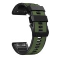 For Garmin Fenix 5X Plus 26mm Silicone Sports Two-Color Watch Band(Amygreen+Black)