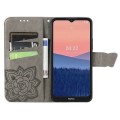 For Nokia C21 Butterfly Love Flower Embossed Flip Leather Phone Case(Gray)