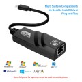 JSM 10 / 100 Mbps USB-C / Type-C to RJ45 Ethernet Adapter Network Cable