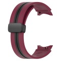 For Samsung Galaxy Watch 5 44mm Folding Magnetic Clasp Silicone Watch Band(Wine Red+Black)