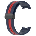 For Samsung Galaxy Watch 4 Classic 42mm Folding Magnetic Clasp Silicone Watch Band(Midnight Blue+Red